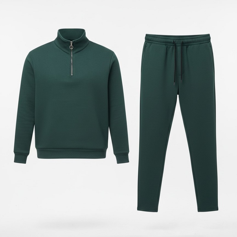 ست مردانه نیم زیپ و شلوار جاگر مدل Behshad-سبز