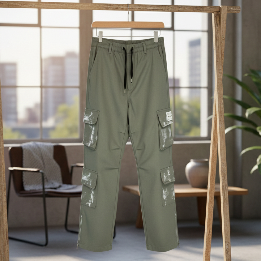 شلوار کارگو شش جیب پایین زیپ مدل sami-سبز