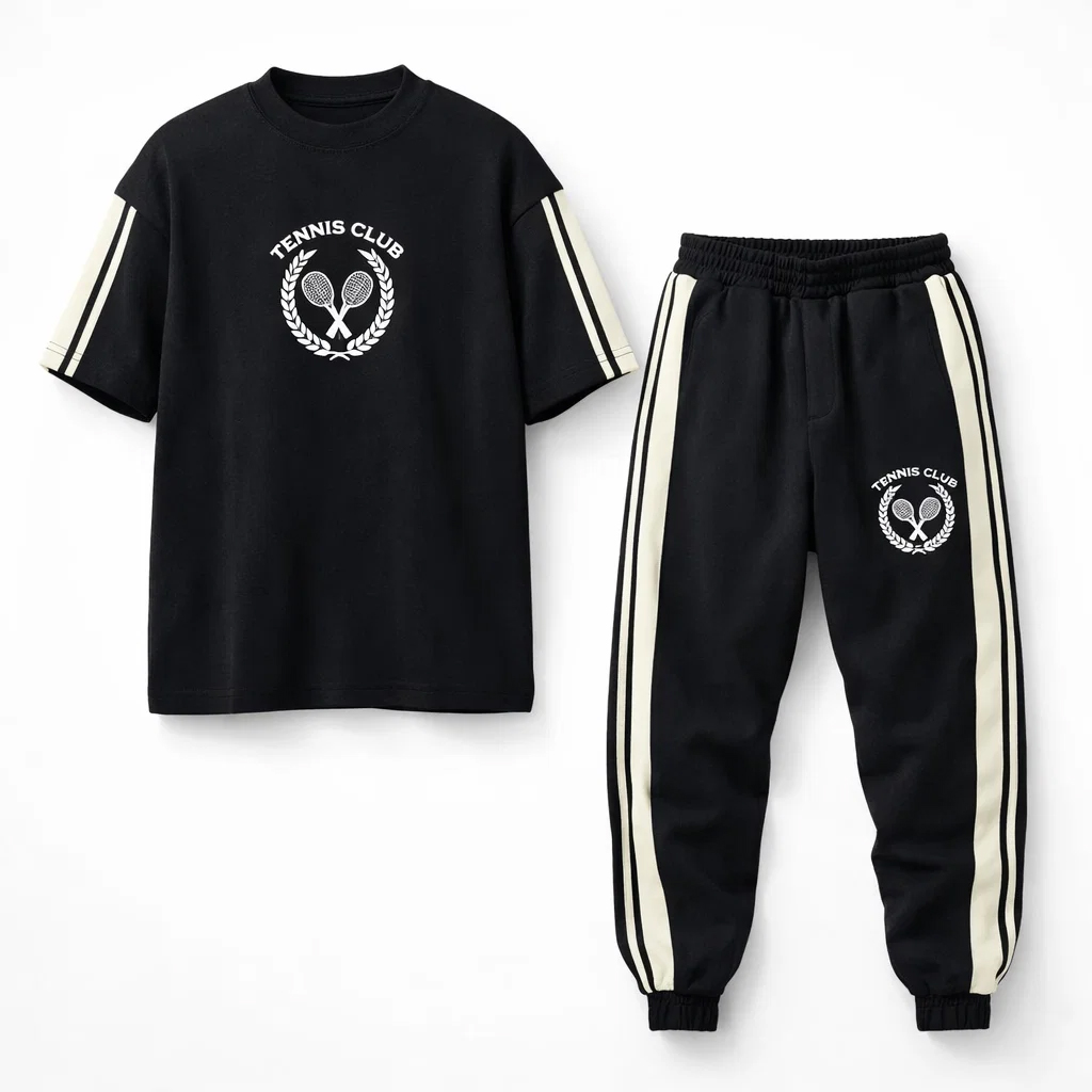 ست تیشرت و شلوار مردانه بنگال کش مدل Atrin-مشکی